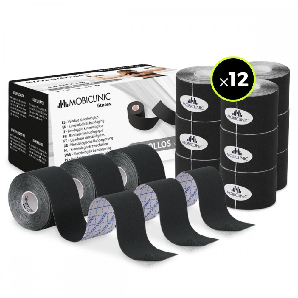 Mobiclinic - Kinesiotape Bandage Kinésiologique (12 Un.) Noir Bande Kinesiologie - Bande De Kinésiologie - Noir - Taille Unique - Decathlon