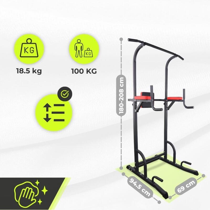 Estaçao de musculaçao com Pull-Up Barra firme Treino completo aço Máx. 100 kg