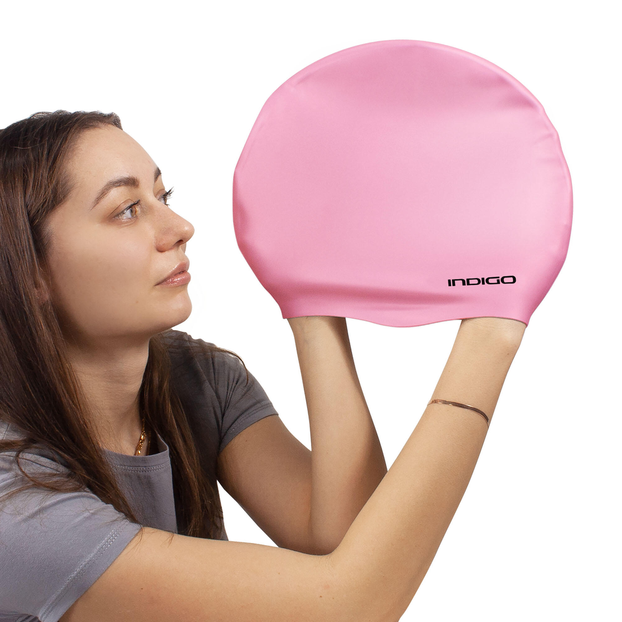Gorro de Natación Silicona Impermeable para Cabellos Largos Extra Grande INDIGO 5/5