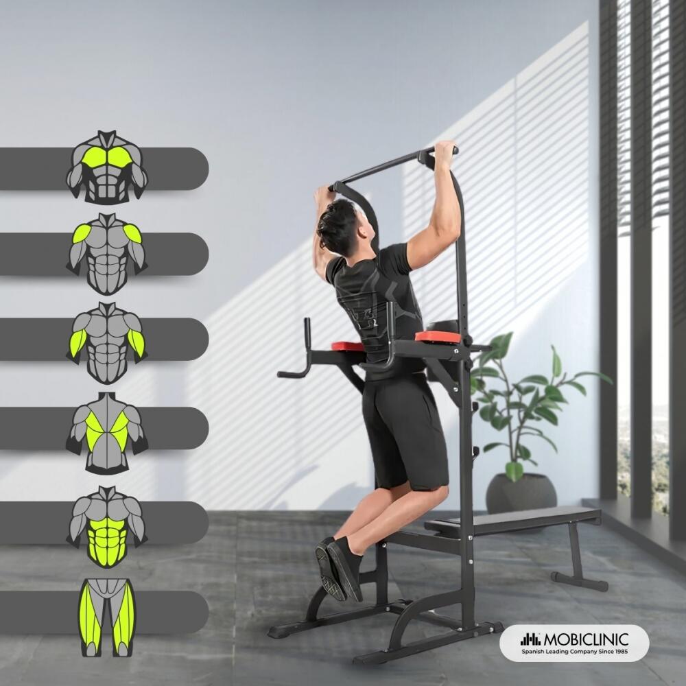 Power Tower met fitnessbank Krachtstation Pull Up Station Max. 100 kg 7/7