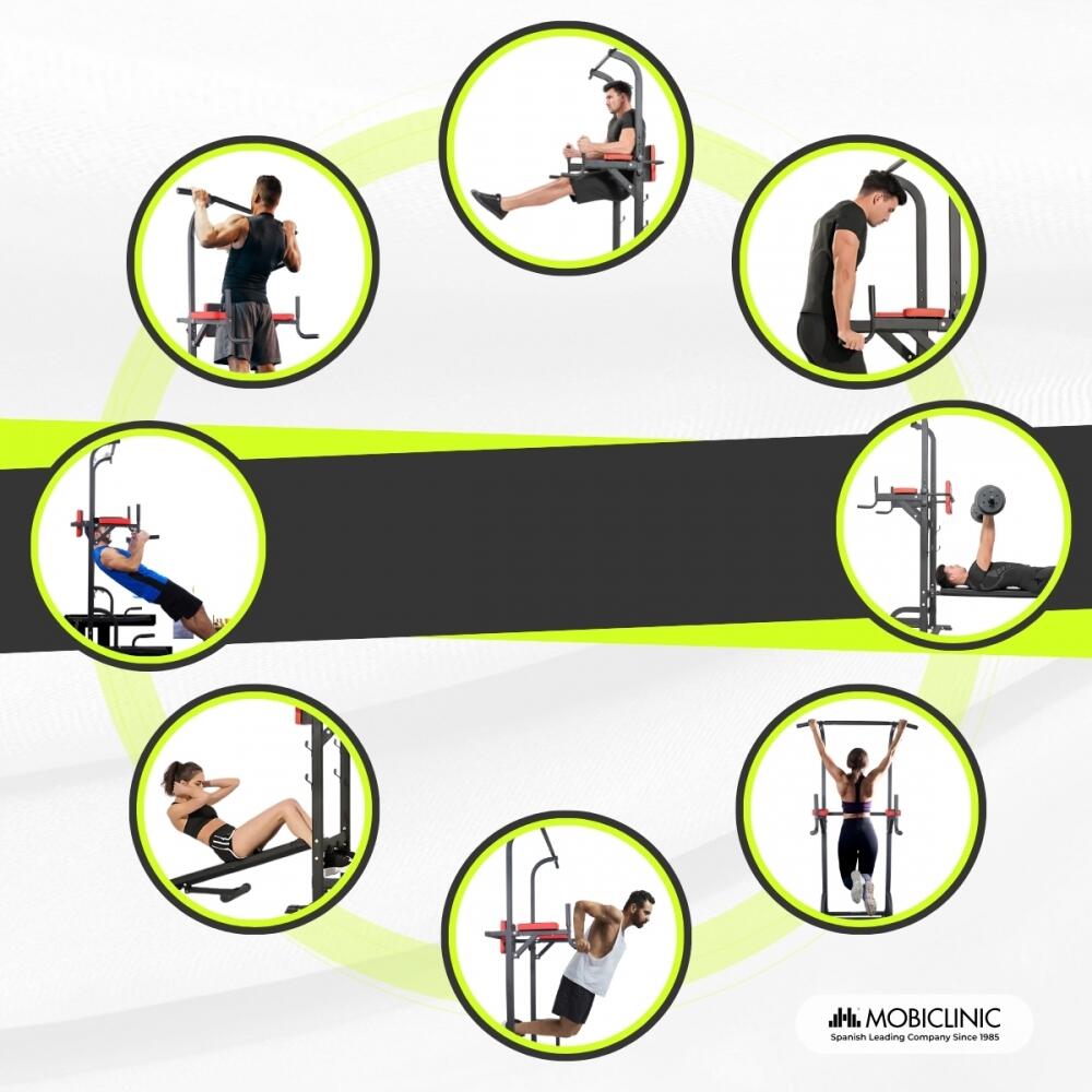 Power Tower met fitnessbank Krachtstation Pull Up Station Max. 100 kg 6/7