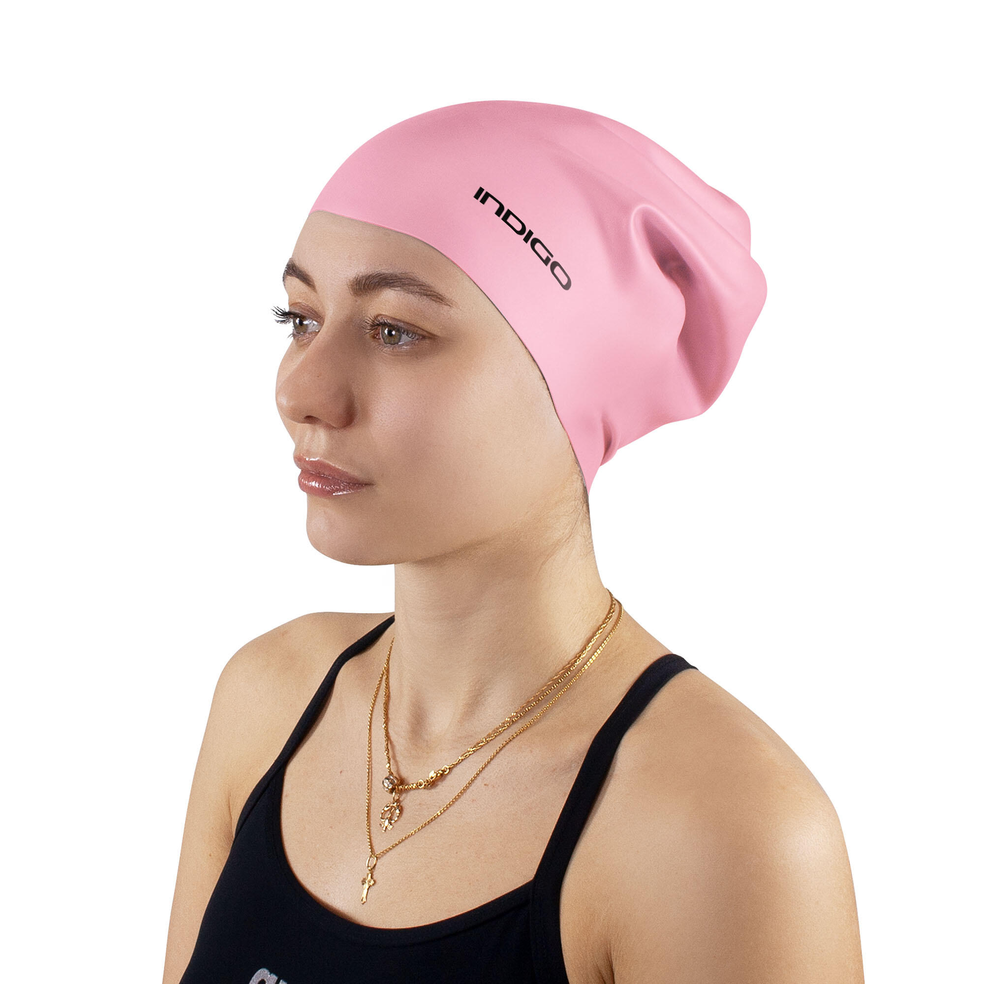 Gorro de Natación Silicona Impermeable para Cabellos Largos Extra Grande INDIGO 4/5