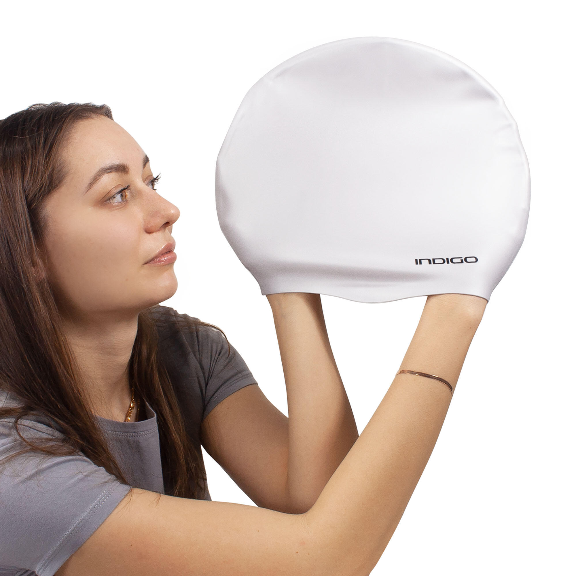 Gorro de Natación Silicona Impermeable para Cabellos Largos Extra Grande INDIGO 5/5