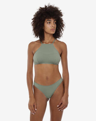 top per costume da bagno verde militare da donna in mat. sintetico da nuoto