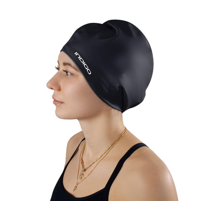 Gorro de Natación Silicona Impermeable para Cabellos Largos Extra Grande INDIGO