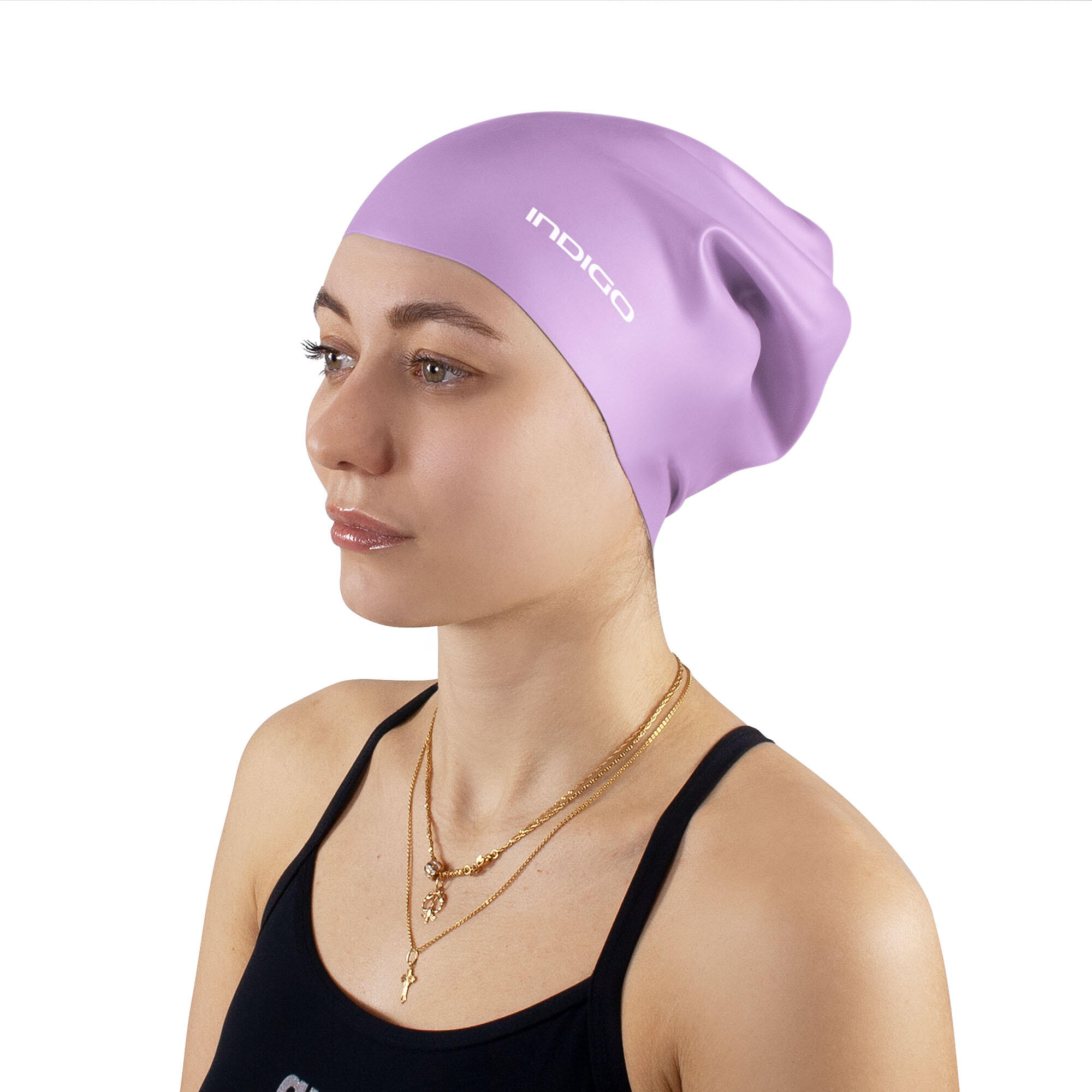 Gorro de Natación Silicona Impermeable para Cabellos Largos Extra Grande INDIGO 4/5