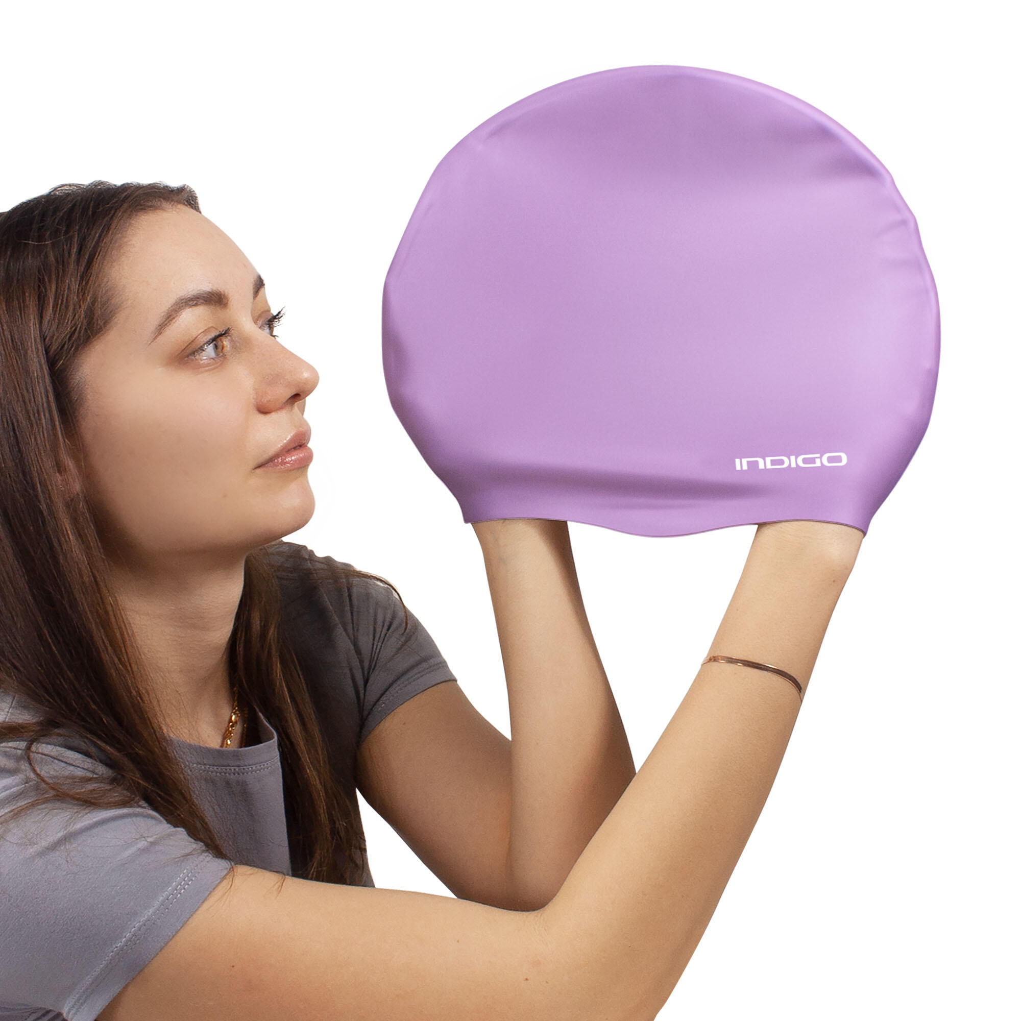 Gorro de Natación Silicona Impermeable para Cabellos Largos Extra Grande INDIGO 5/5