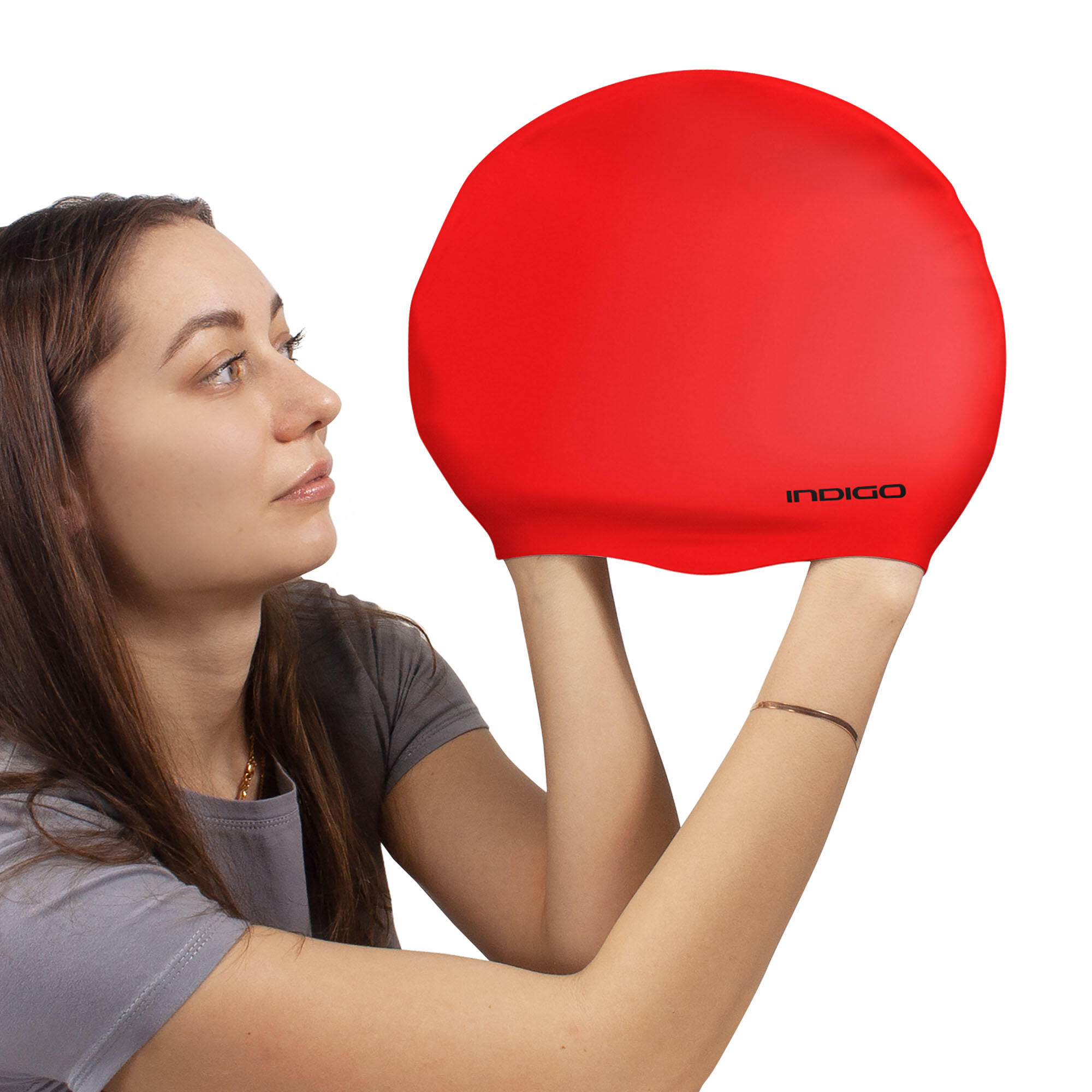 Touca de Natação de Silicone Impermeável para Cabelos Longos Extra Grande INDIGO 5/5