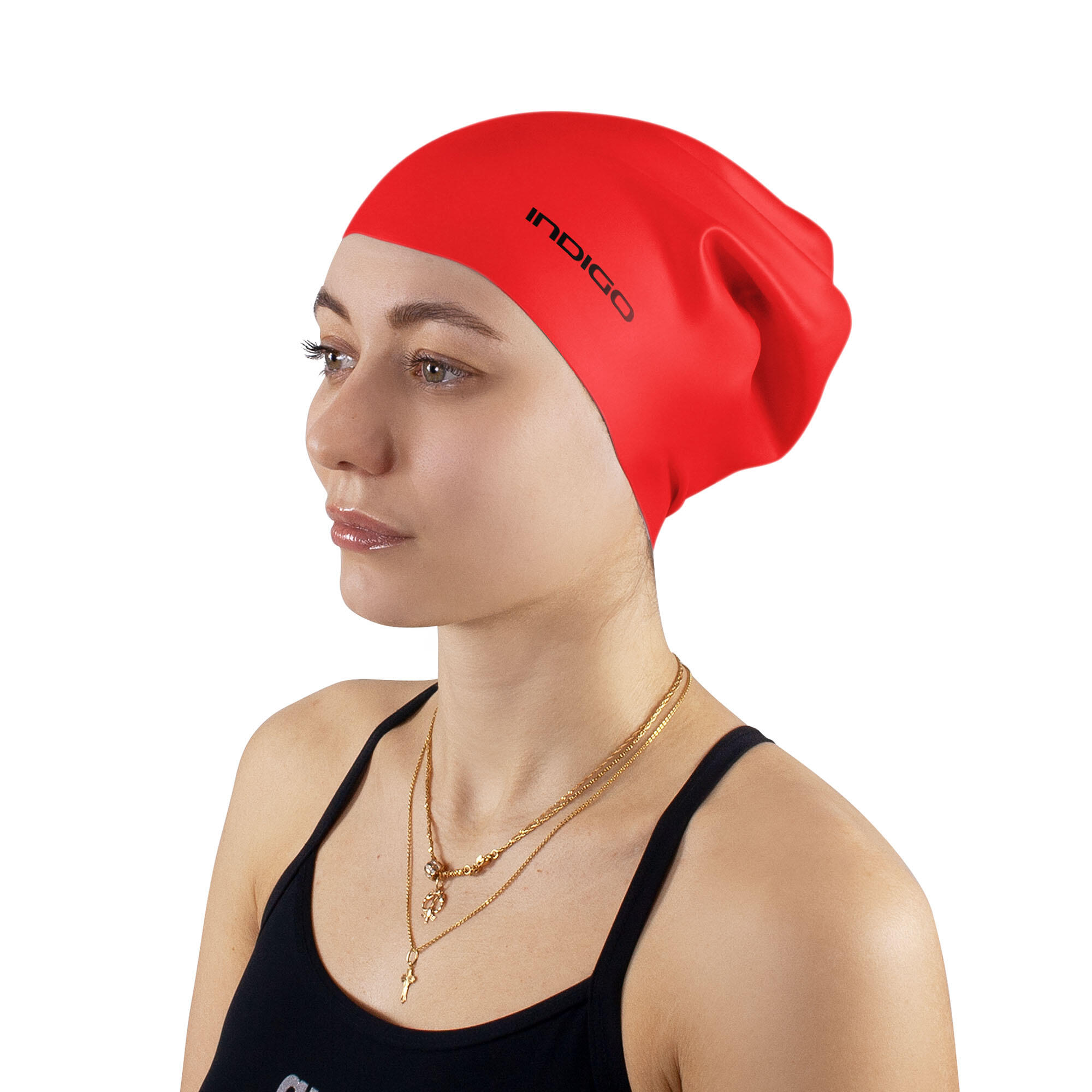 Touca de Natação de Silicone Impermeável para Cabelos Longos Extra Grande INDIGO 4/5