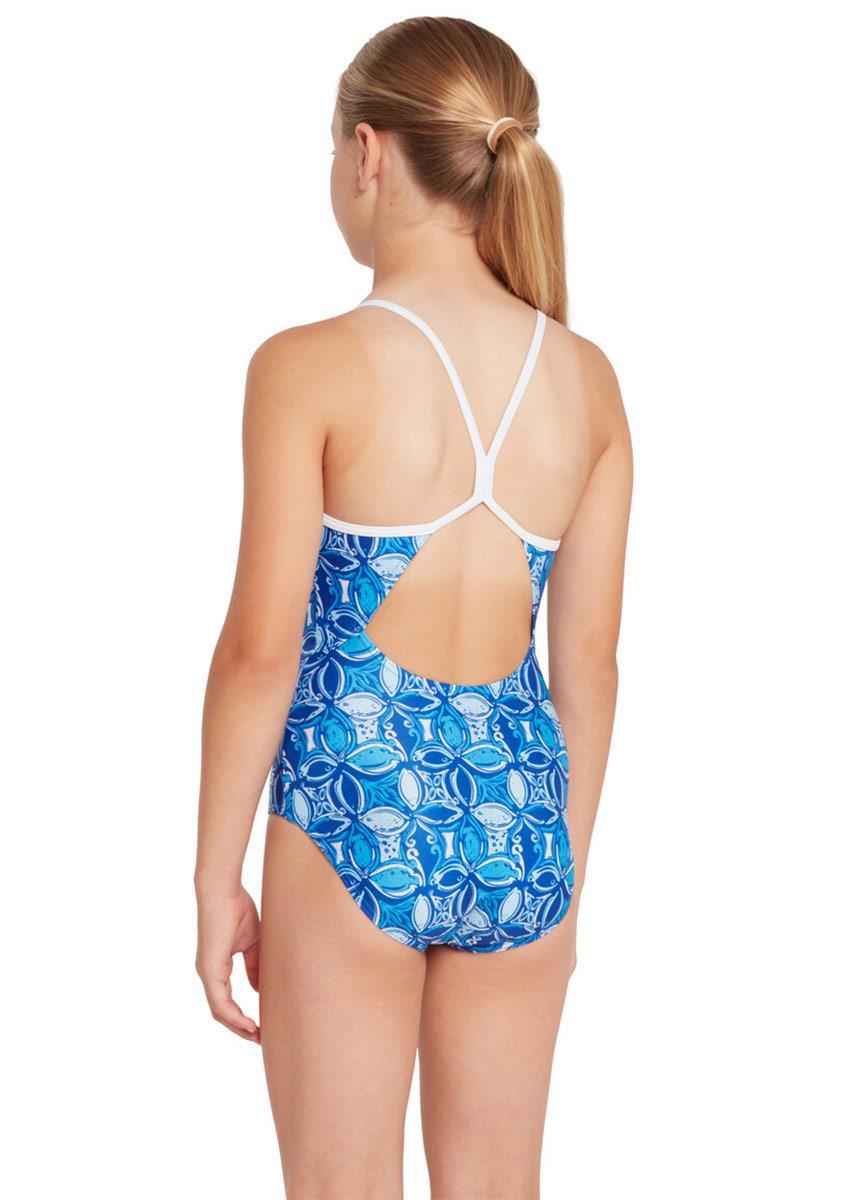 Costume da bagno Zoggs Blue Fish Sprintback per ragazze 2/6
