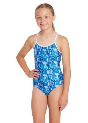 Zoggs meisjes blue fish sprintback badpak - maat 26