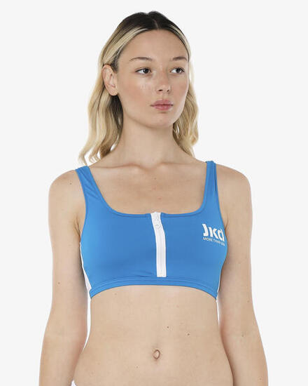 top per costume da bagno turchese da donna in mat. sintetico da nuoto