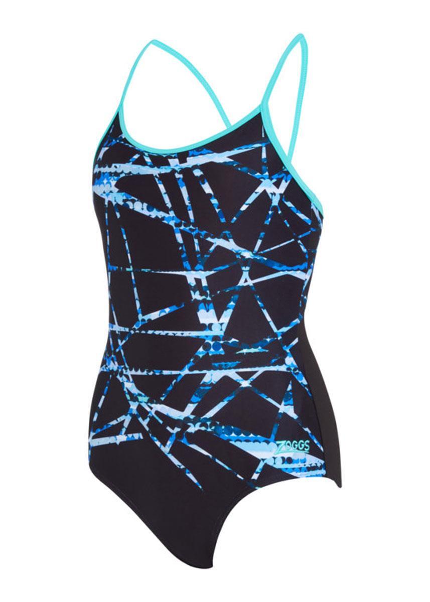 Zoggs Girls Sprintback Swimsuit - Rock Wave Print 4/6