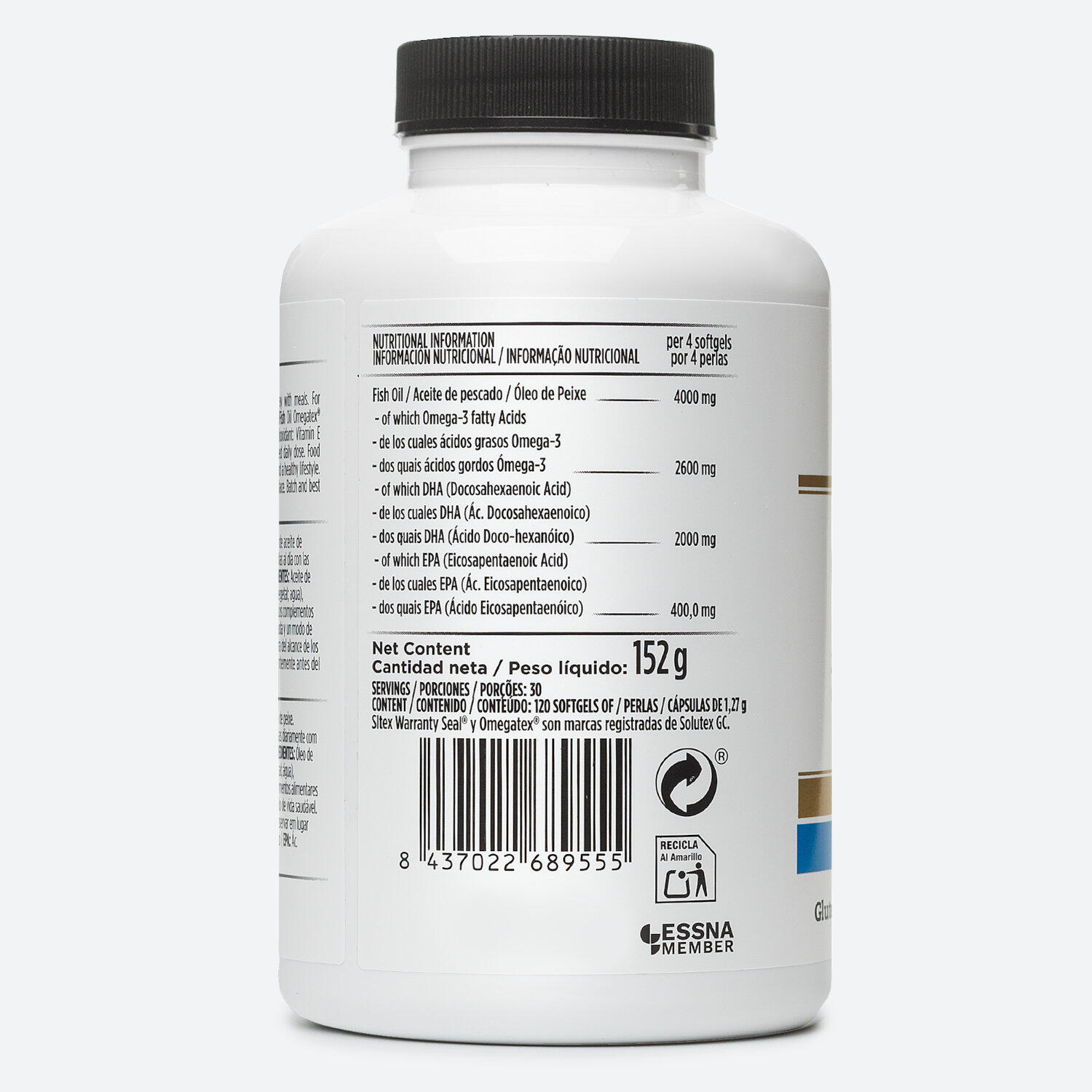 Bote de 120 perlas de aceite de pescado rico en Omega-3 ‘Omega-3 PRO‘ 3/4