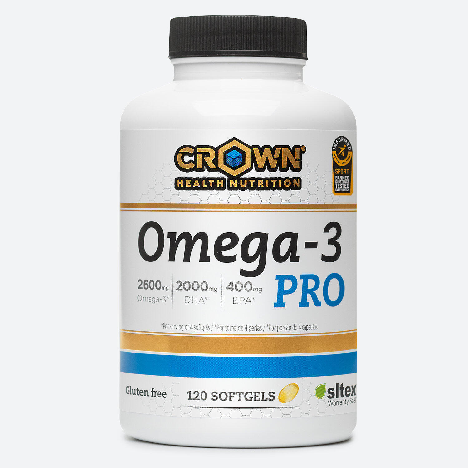 CROWN SPORT NUTRITION Lata com 120 pérolas de óleo de peixe rico em Omega-3 'Omega-3 PRO'
