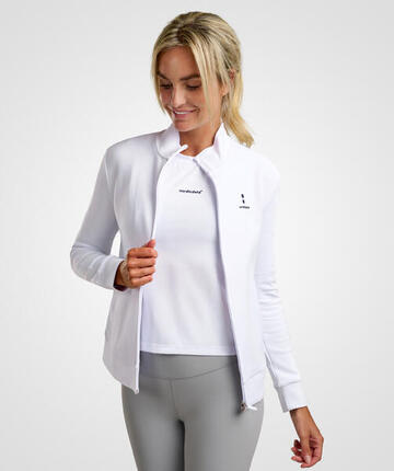 Veste femme Tennis/Padel en coton avec zip intégral Blanc