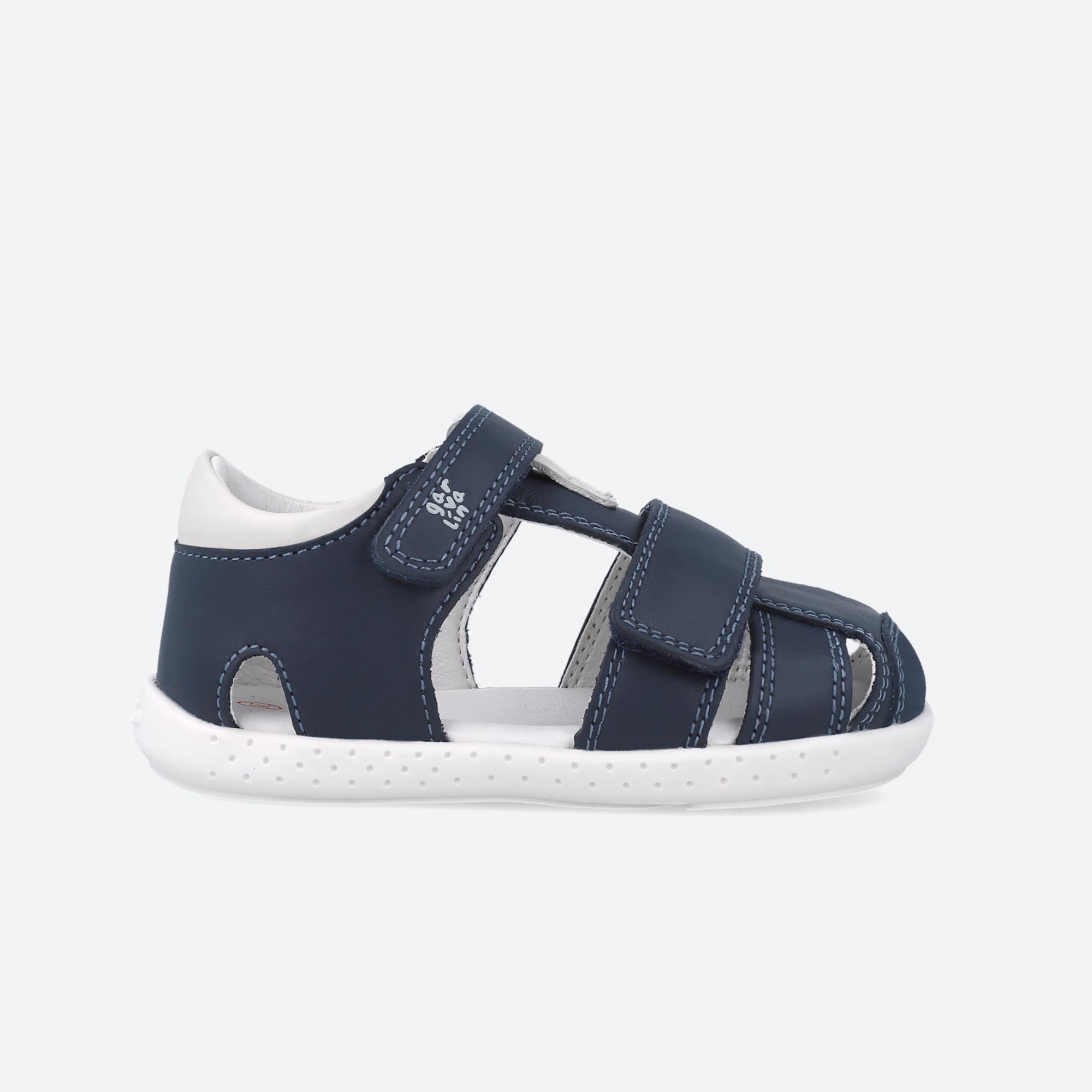Sandálias Caranguejo Barefoot Infantis Garvalín 252327A tira adesiva dupla azul