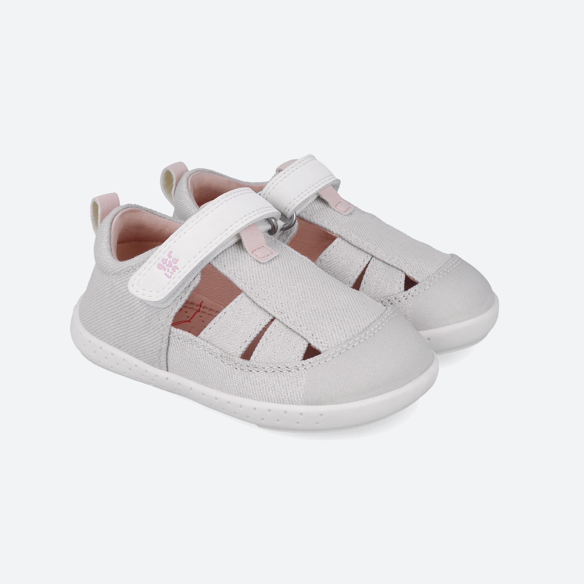 Sandálias Barefoot Menina  Garvalín 252348b Brancas com Velcro 2/7