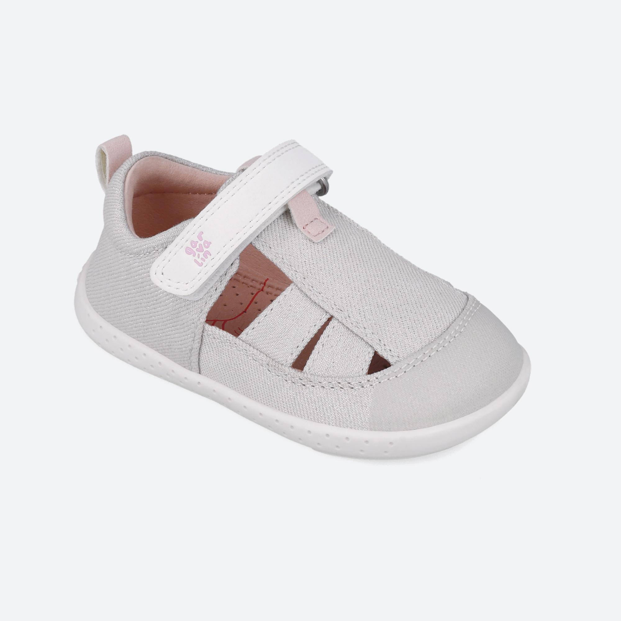 Sandálias Barefoot Menina  Garvalín 252348b Brancas com Velcro 4/7