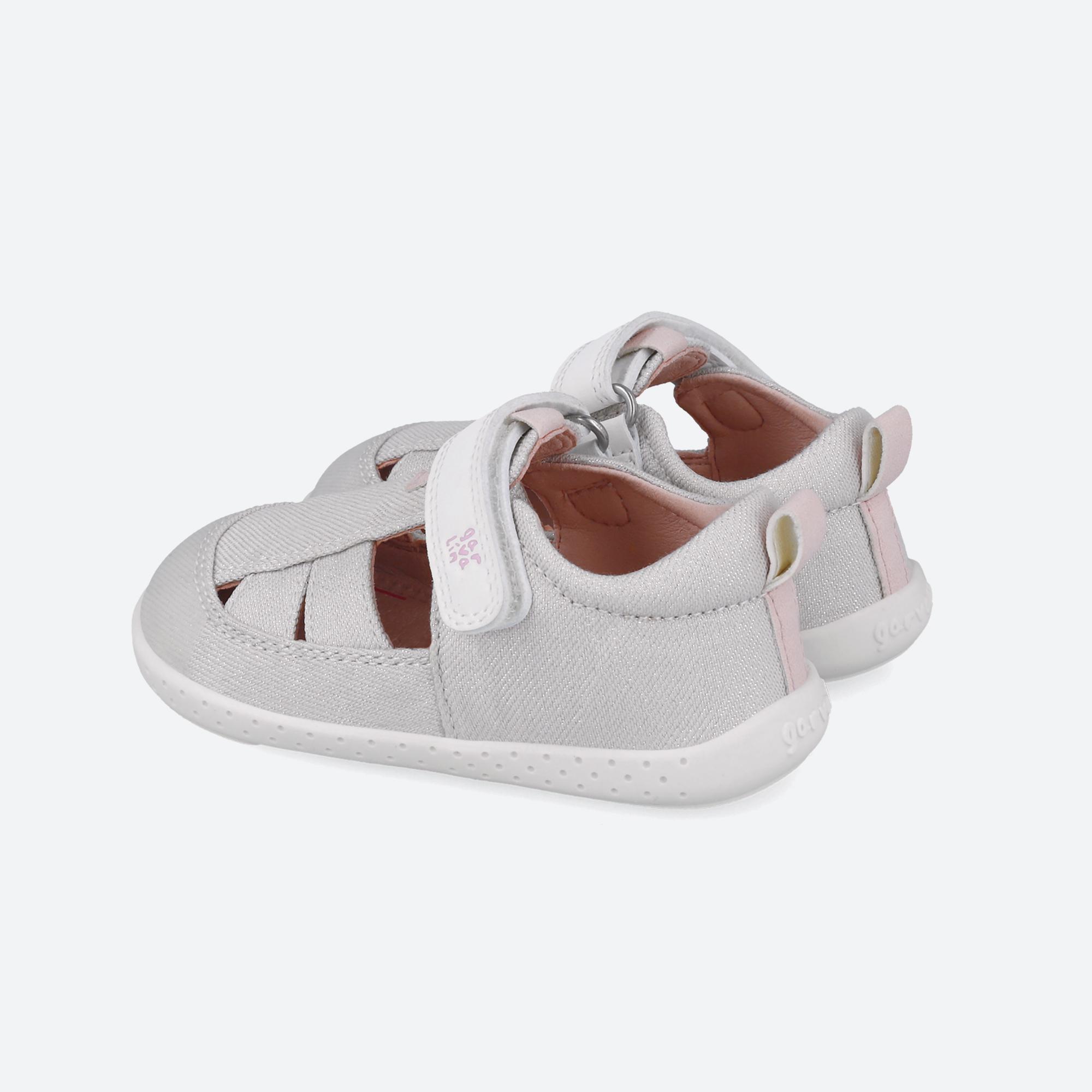 Sandálias Barefoot Menina  Garvalín 252348b Brancas com Velcro 5/7