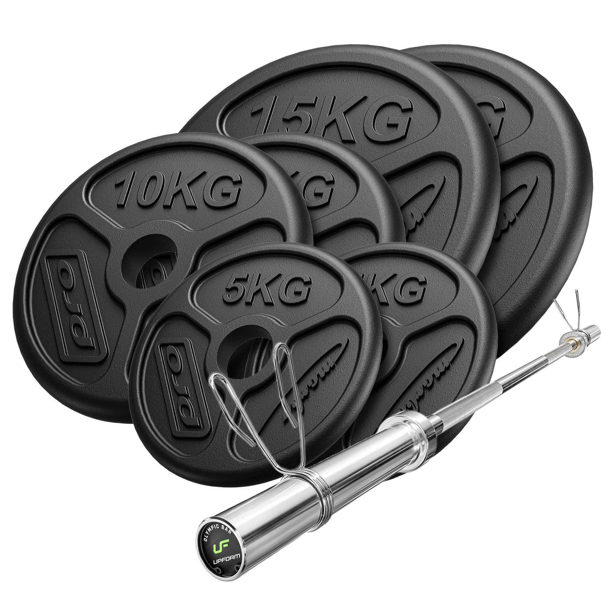 Marbo Sport - Kit De Barres D'Haltères Olympique Et De Disques Pour La Musculation De 75 Kg - Kit Haltères - Noir - 30-40 Kg - Decathlon