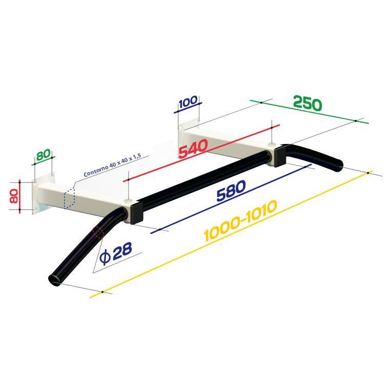 Barre Horizontale de Mur jusqu'à 150 kg SLIM1 SPEKTR 102 cm Blanc 2/3