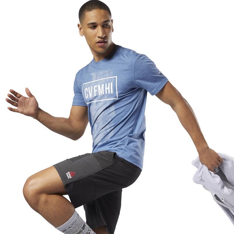 TSHIRT  CROSSFIT D94881 BURNOUT SS - SOLID  AZZURRO 4/4