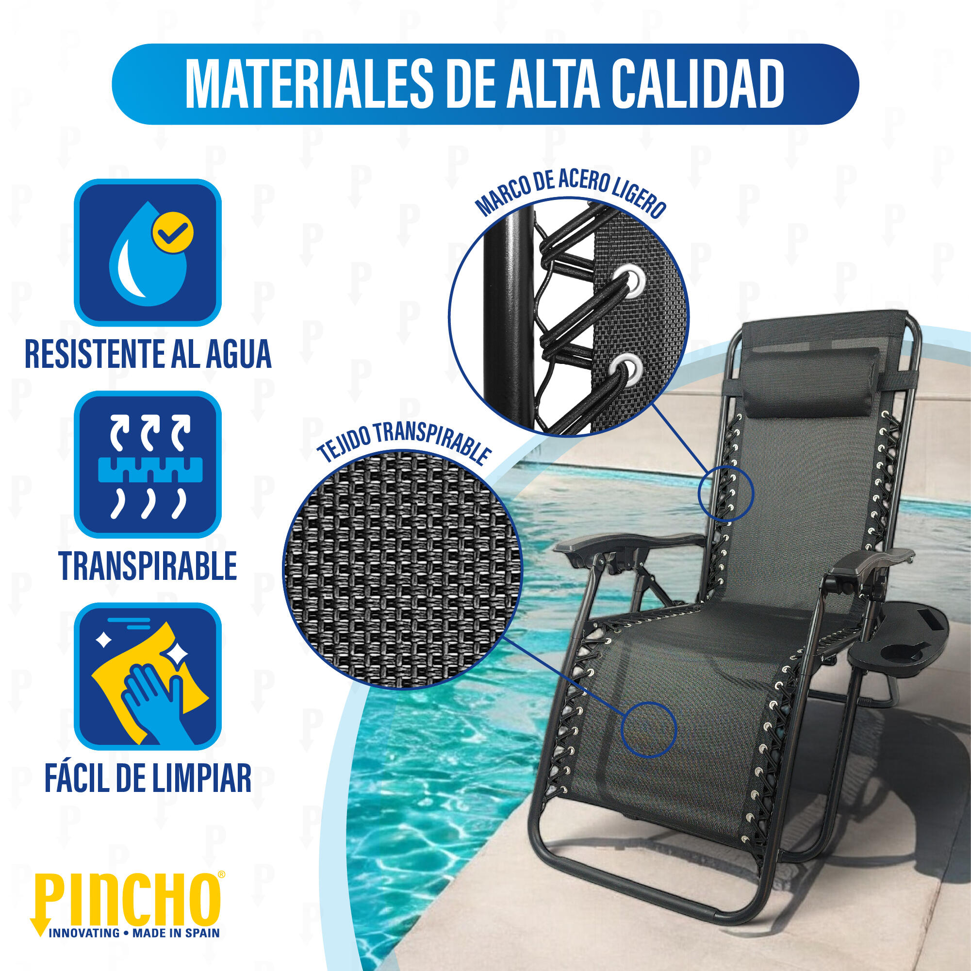 Silla Gravedad Cero Reclinable y Plegable para Jardín, Playa y Camping Exterior 4/7