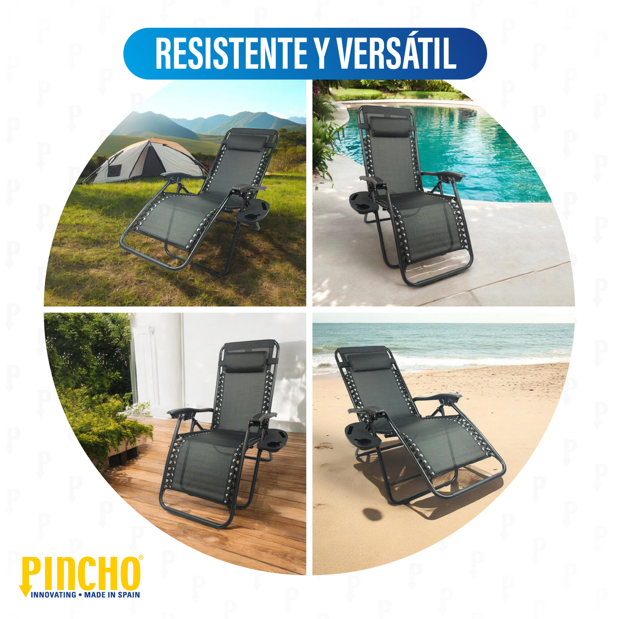 Silla Gravedad Cero Reclinable y Plegable para Jardín, Playa y Camping Exterior 6/7