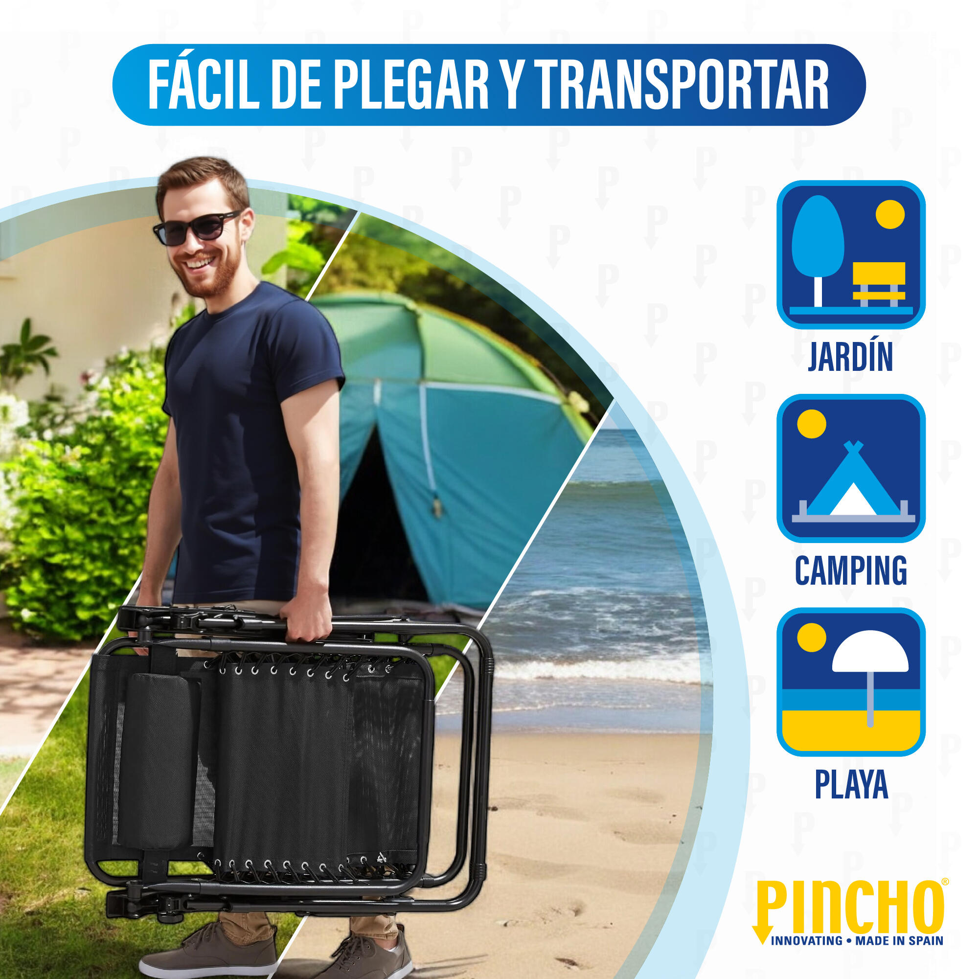Silla Gravedad Cero Reclinable y Plegable para Jardín, Playa y Camping Exterior 3/7