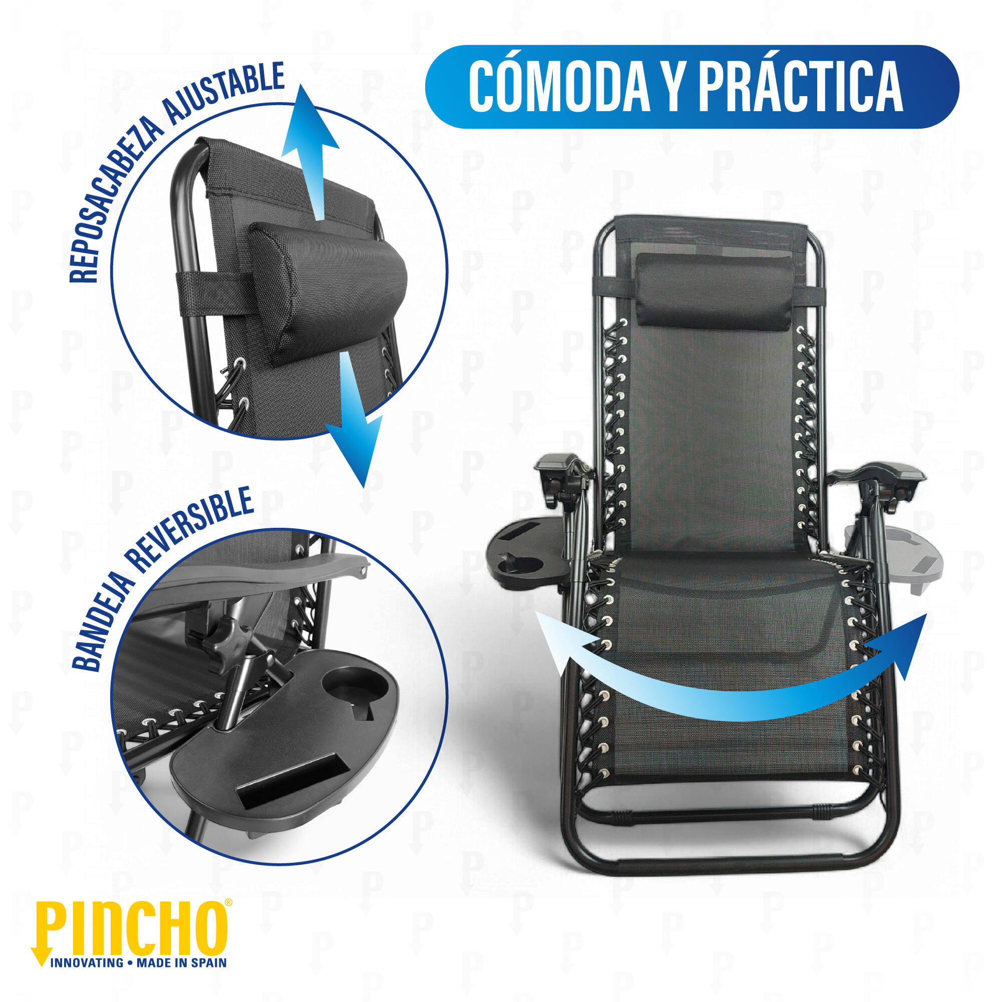 Silla Gravedad Cero Reclinable y Plegable para Jardín, Playa y Camping Exterior 5/7