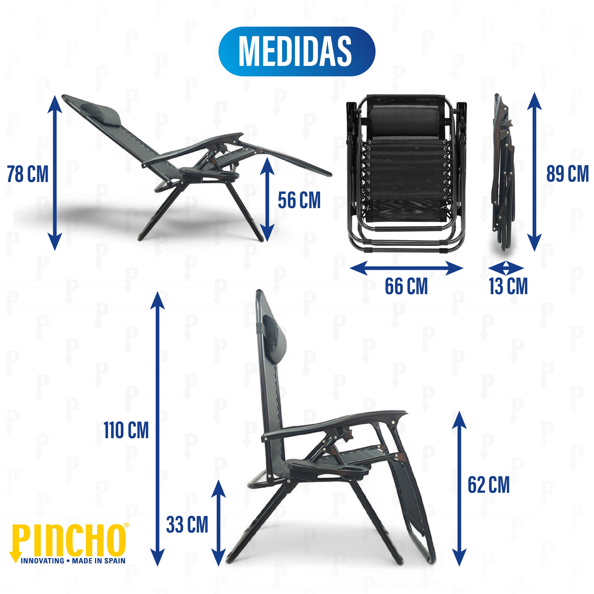 Silla Gravedad Cero Reclinable y Plegable para Jardín, Playa y Camping Exterior 7/7