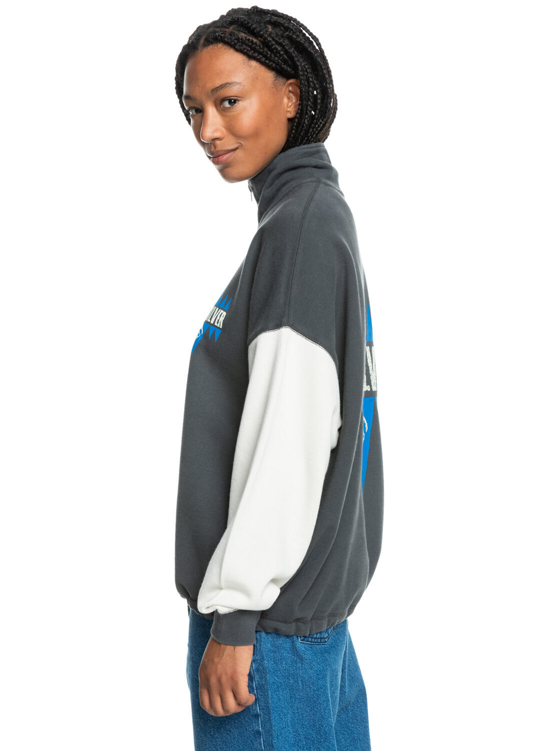 Sweat demi-zip UNI Noir Homme 3/4