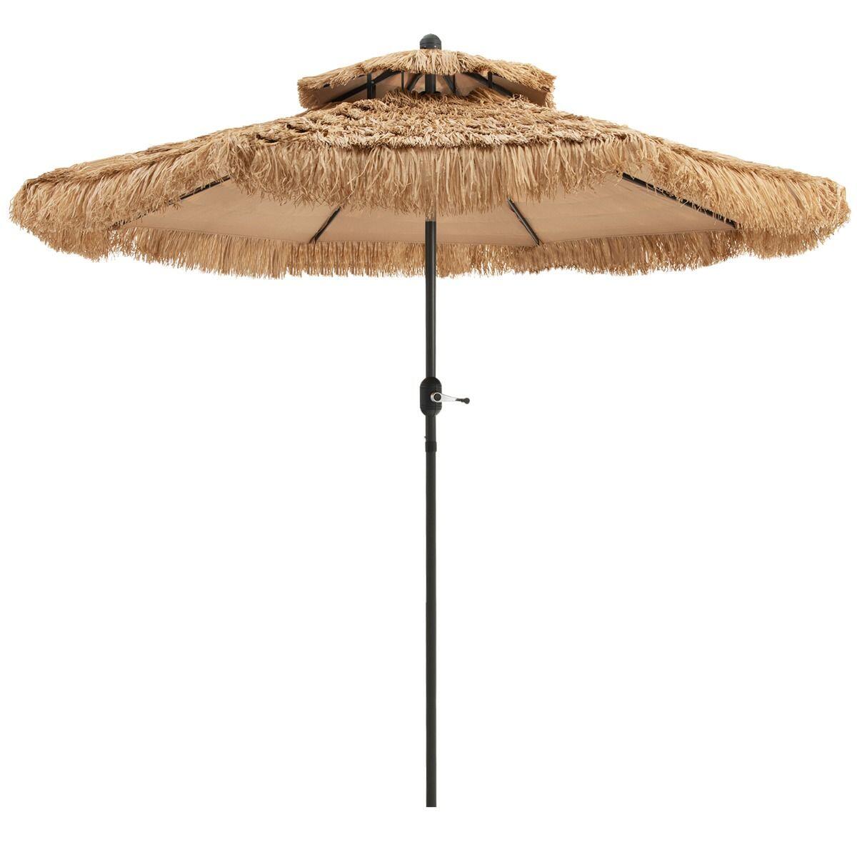 Thatched Tiki Umbrella with 8 Ribs &Tilt Adjustment for Beach