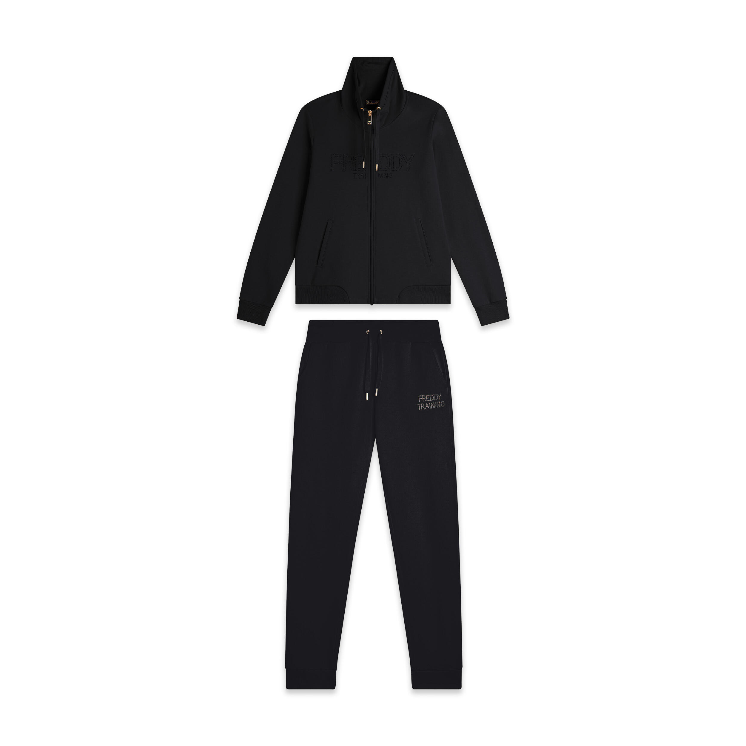FREDDY Tuta sportiva Donna con Zip e Collo alto decorata da borchie