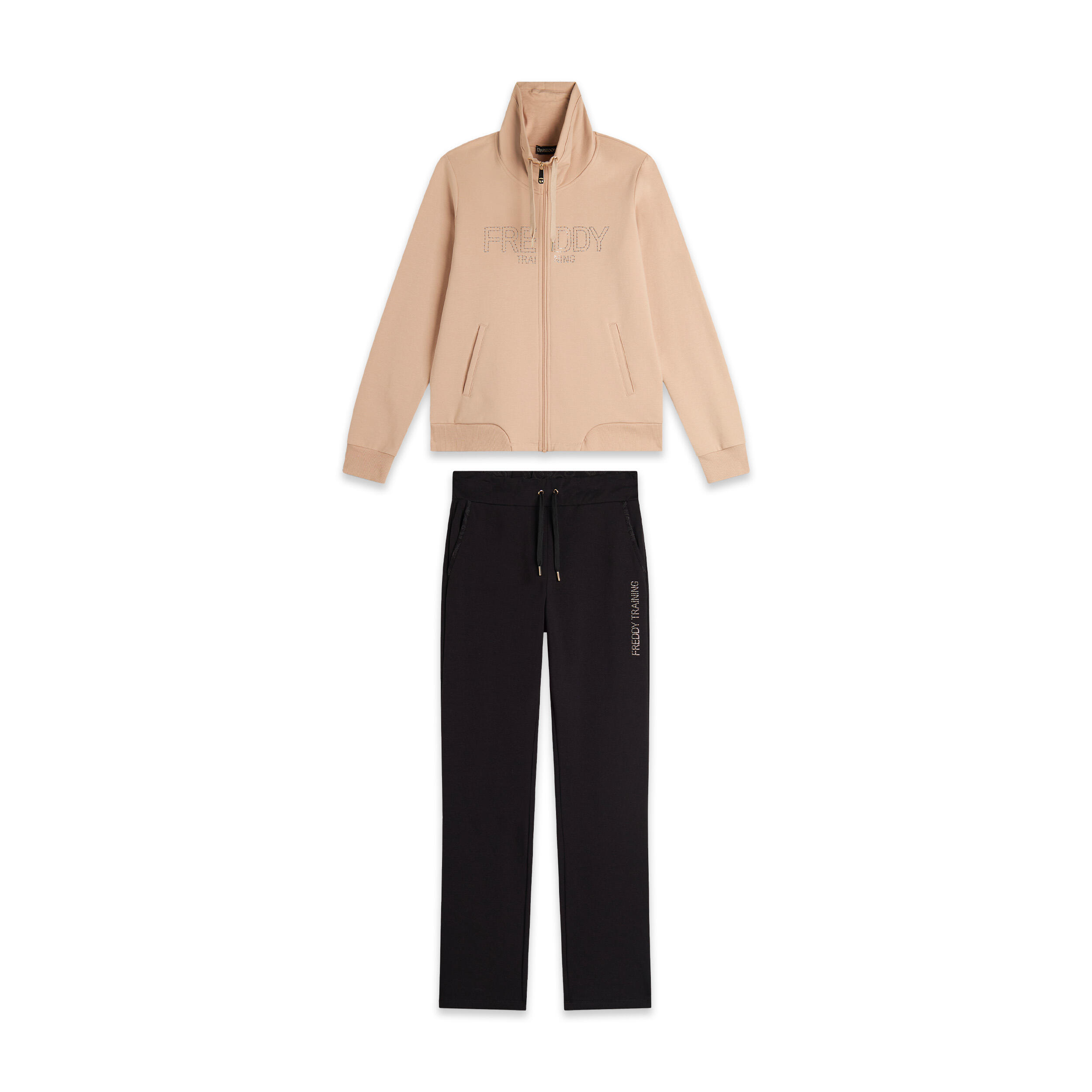 FREDDY Tuta sportiva Donna con Zip e Collo alto e pantaloni wide