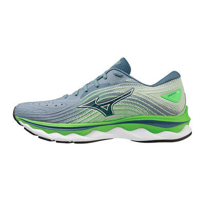 Mizuno wave sky 6 blauwgrijze en groene hardloopschoenen
