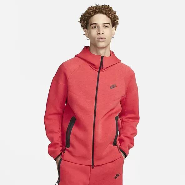 Felpa con cappuccio full zip uomo ( fleece) nike rosso 1/7