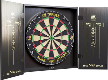 Luke Littler Dartboard Kabinett Set mit Sisal Dartscheibe
