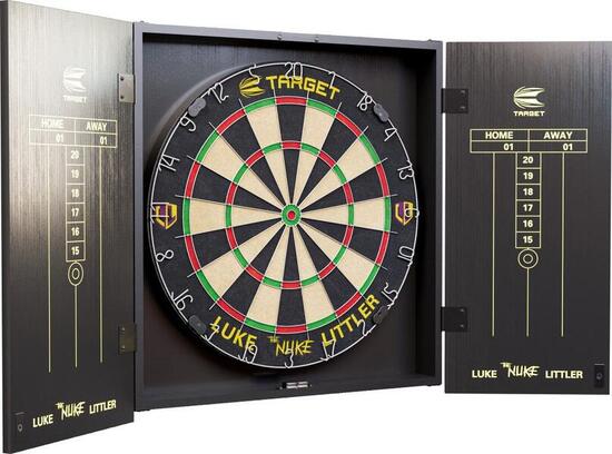 Luke Littler Dartboard Kabinett Set mit Sisal Dartscheibe