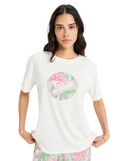Camiseta de manga corta OCEANREGULAR ROUND HIBISCUS Blanco Mujer