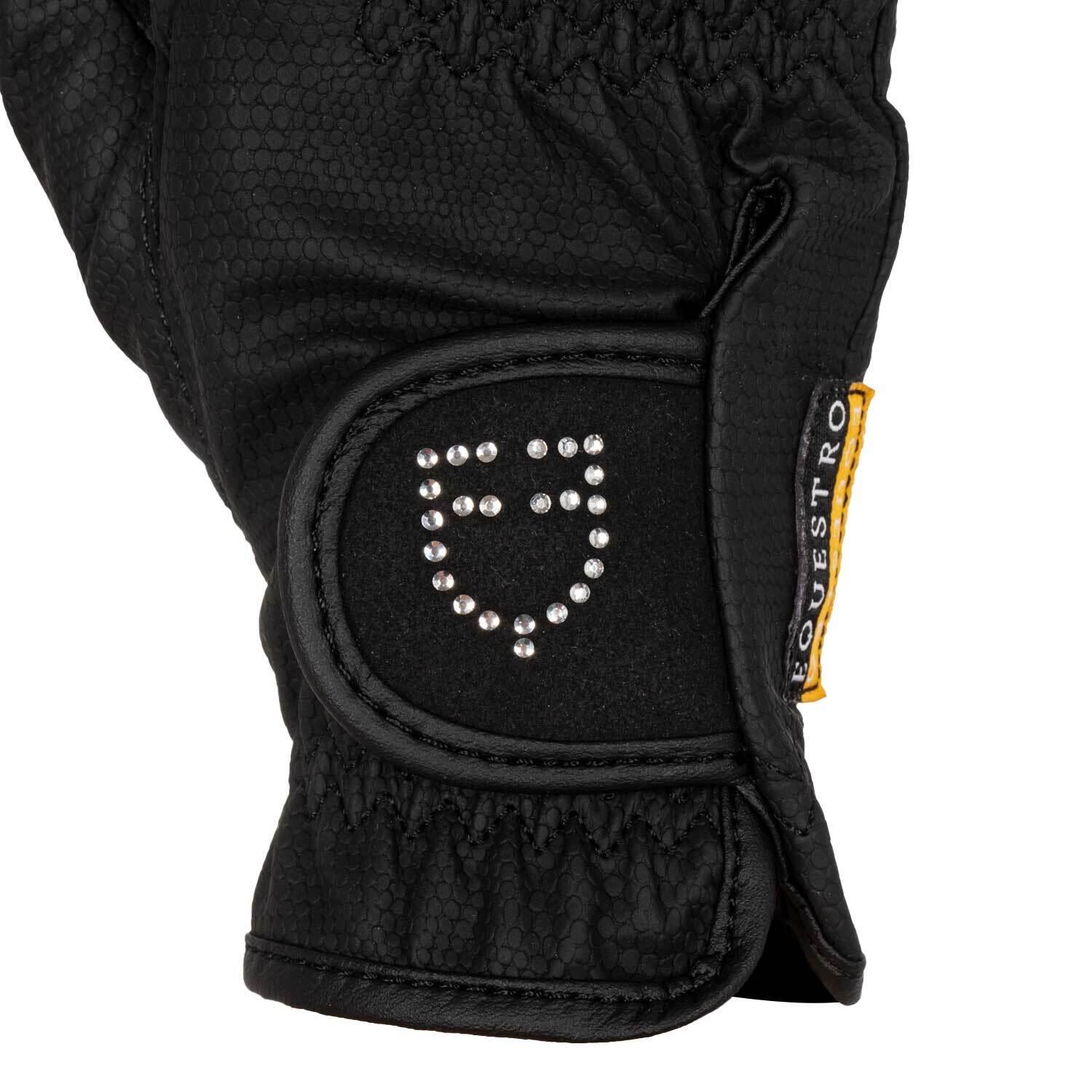 Gants d'équitation avec logo pailleté femme Equestro d 3/5