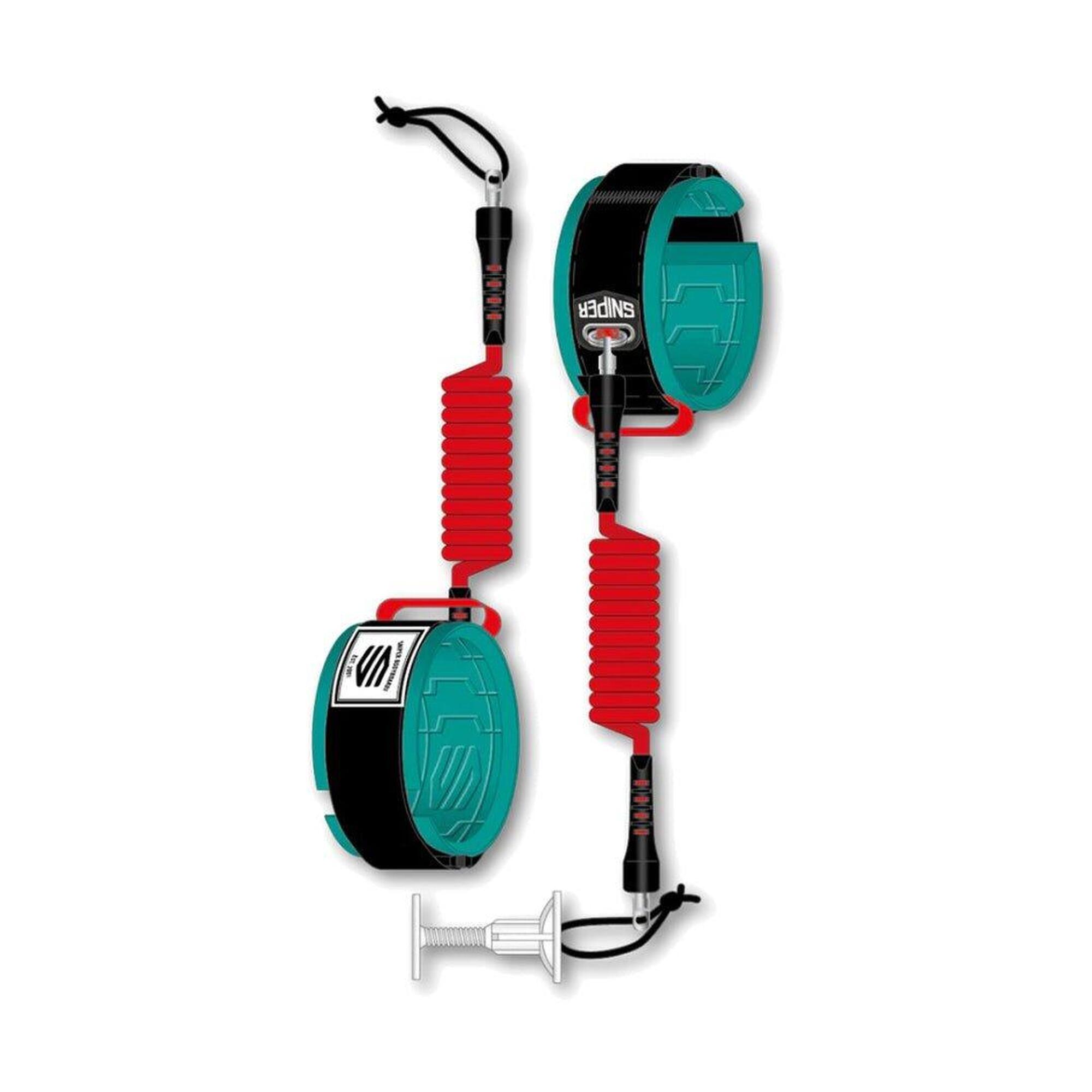 Sniper - Leash Coiled Biceps Iain Campbell - Leash Bodyboard - Leash - Rouge - 44 L - Decathlon