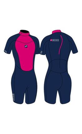 2/2 Pioneer - Zip Dos S/S Combinaison Shorty Surf Fille Enfants