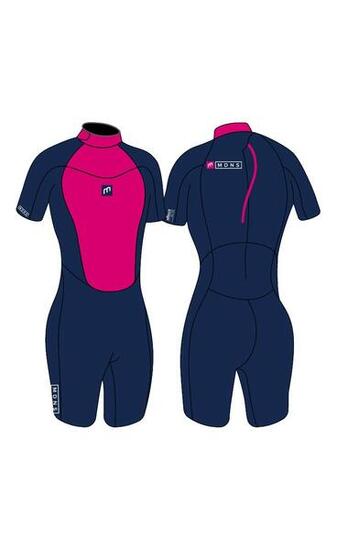 2/2 Pioneer - Zip Dos S/S Combinaison Shorty Surf Fille Enfants