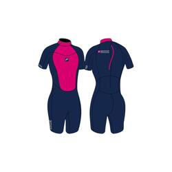 2/2 Pioneer - Zip Dos S/S Combinaison Shorty Surf Fille Enfants