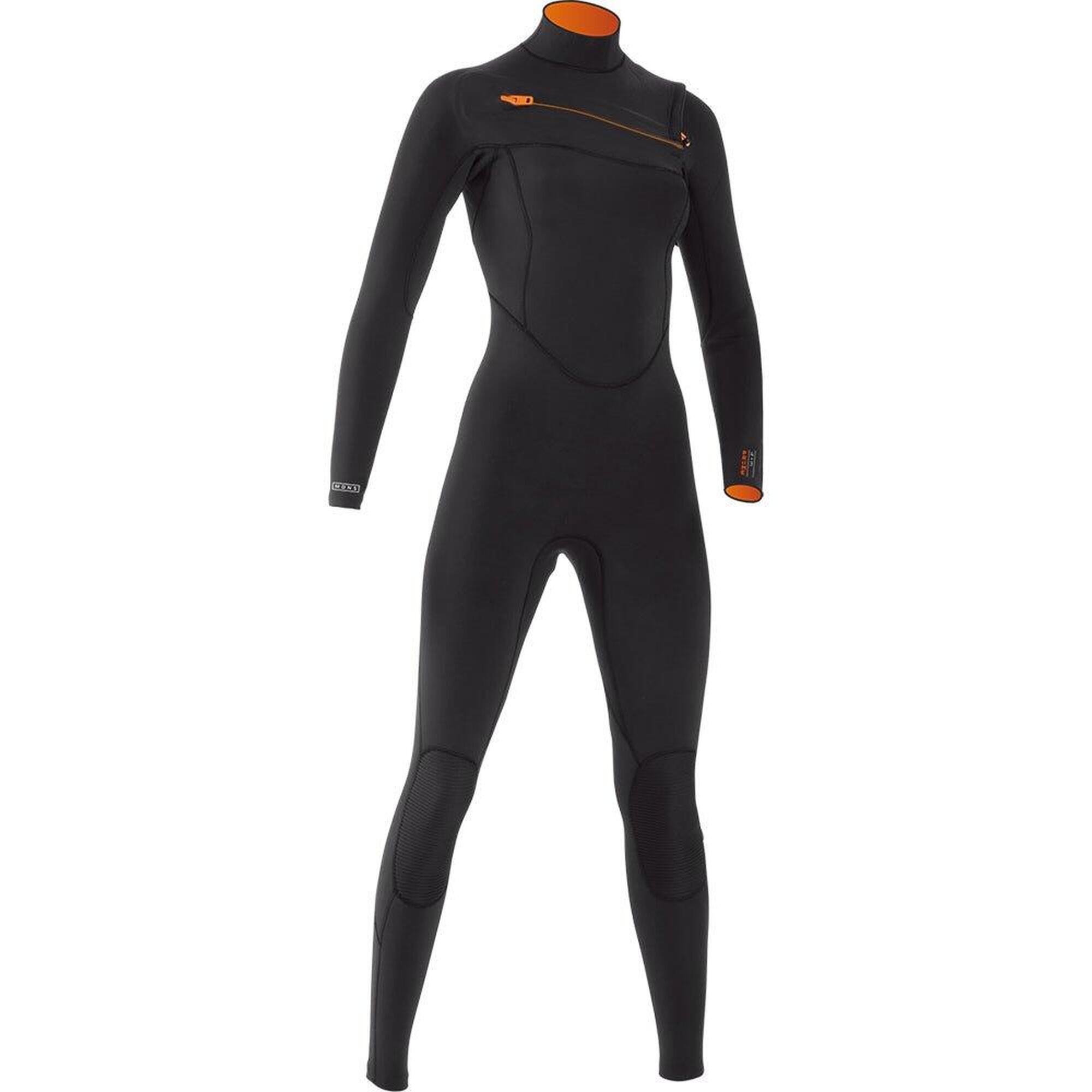 Mdns - 3/2 Priime - Zip Poitrine L/s Combinaison Surf Femme - Combinaison De Surf - Noir|orange - 42 M/l - Decathlon