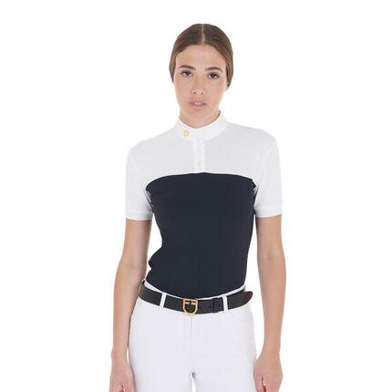 Damen slim fit polo aus technischem stoff und mesh