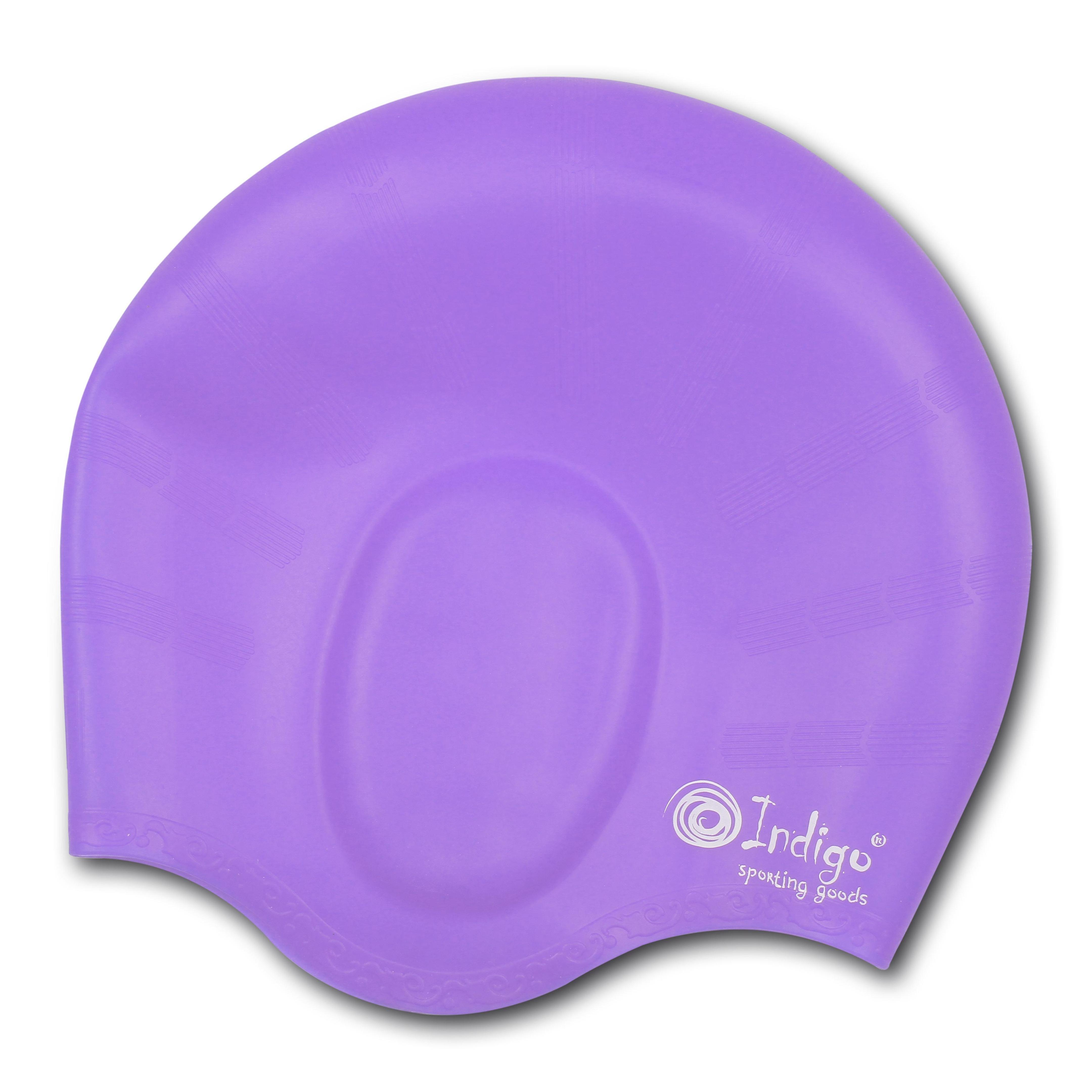 Indigo Sports - Bonnet De Natation Avec Protection D'Oreille En Silicone Étanche - Bonnet De Bain - Violet - Taille Unique - Decathlon