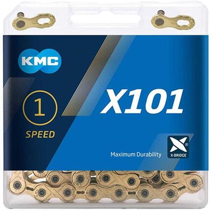 KMC Kette X101 1-fach, 112 Glieder Missing Link, 1/2x1/8, gold